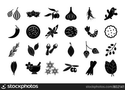 Spices icon set. Simple set of spices vector icons for web design isolated on white background. Spices icon set, simple style