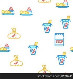 Spicy Dish Flavor Food Vector Seamless Pattern Color Line Illustration. Spicy Dish Flavor Food Vector Seamless Pattern