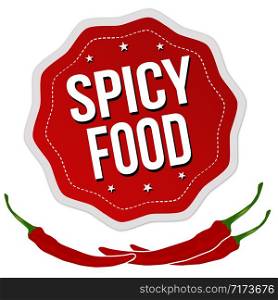 Spicy food label or sticker on white background, vector illustration