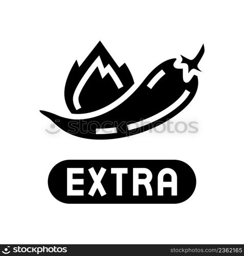 spicy level extra glyph icon vector. spicy level extra sign. isolated contour symbol black illustration. spicy level extra glyph icon vector illustration