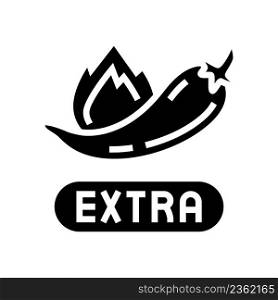 spicy level extra glyph icon vector. spicy level extra sign. isolated contour symbol black illustration. spicy level extra glyph icon vector illustration