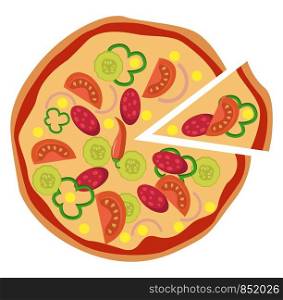 Spicy Mexican pizza illustration vector on white background