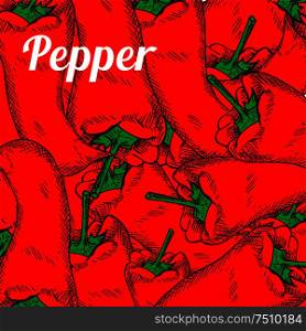 Spicy red peppers background of farm fresh vegetables with green stalks. Healthy organic food, vegetarian menu or agriculture harvest design usage. Farm red pepper vegetables background