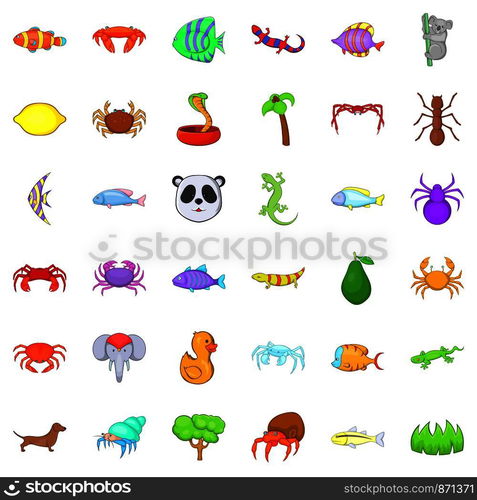 Spider icons set. Cartoon style of 36 spider vector icons for web isolated on white background. Spider icons set, cartoon style