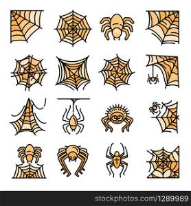 Spider icons set. Outline set of spider vector icons for web design isolated on white background. Spider icon set, outline style