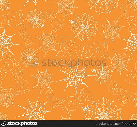 spider on webs seamless pattern on orange