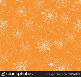 spider on webs seamless pattern on orange