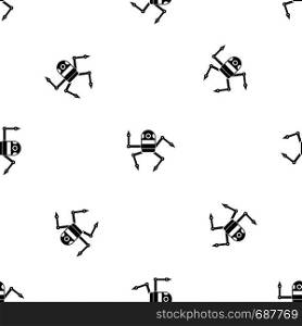 Spider robot pattern repeat seamless in black color for any design. Vector geometric illustration. Spider robot pattern seamless black