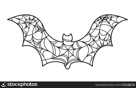 Spider web in bat shape. Icon design. Halloween concept.