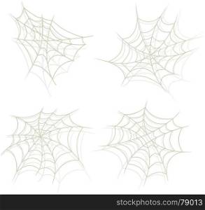 Spider Web Set. Illustration of a set of cartoon spider web