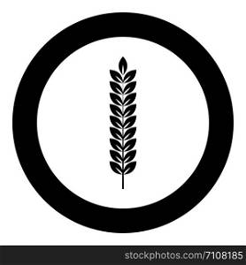 Spikelet of wheat Plant branch icon in circle round black color vector illustration flat style simple image. Spikelet of wheat Plant branch icon in circle round black color vector illustration flat style image