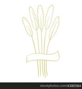 Spikelets of wheat glued with tape vector illustration. Ears of cereals isolated decoration. Plants for food, healthy eating. Spikelets of wheat glued with tape vector illustration