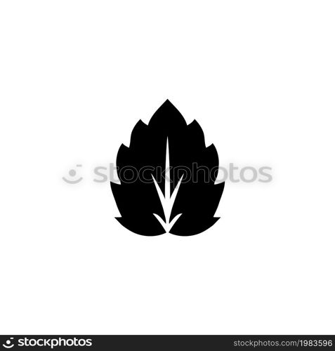 Spiky Leaf, Plant Herb. Flat Vector Icon illustration. Simple black symbol on white background. Spiky Leaf, Plant Herb sign design template for web and mobile UI element. Spiky Leaf, Plant Herb Flat Vector Icon