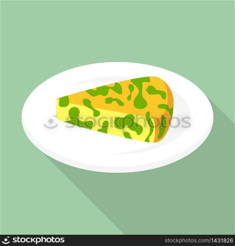 Spinach cheese icon. Flat illustration of spinach cheese vector icon for web design. Spinach cheese icon, flat style
