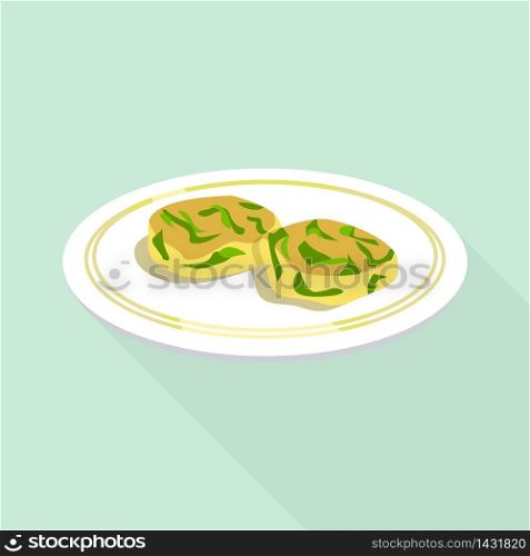 Spinach cookie icon. Flat illustration of spinach cookie vector icon for web design. Spinach cookie icon, flat style