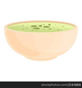 Spinach cream soup icon cartoon vector. Hot bowl. Vegetable food. Spinach cream soup icon cartoon vector. Hot bowl