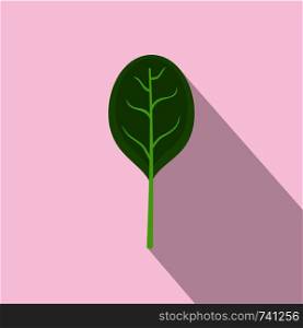 Spinach leave with shadow icon. Flat illustration of spinach leave with shadow vector icon for web design. Spinach leave with shadow icon, flat style
