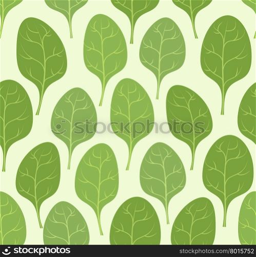 Spinach leaves seamless pattern. Vector background Veggie plants green.