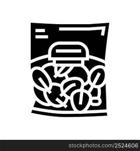 spinach package bag glyph icon vector. spinach package bag sign. isolated contour symbol black illustration. spinach package bag glyph icon vector illustration