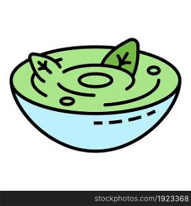 Spinach soup icon. Outline spinach soup vector icon color flat isolated on white. Spinach soup icon color outline vector