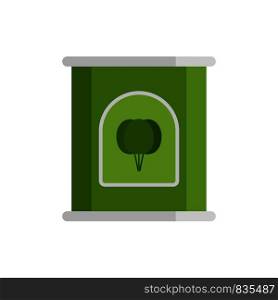 Spinach tin icon. Flat illustration of spinach tin vector icon for web isolated on white. Spinach tin icon, flat style