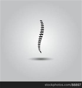 spine diagnostic symbol. Vector human spine isolated silhouette illustration. Spine pain medical center, clinic, institute, rehabilitation, diagnostic, surgery logo element.