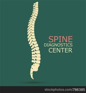 Spine diagnostics center, medicine, clinic symbol design, backbone silhouette vector emblem. Spine diagnostics center