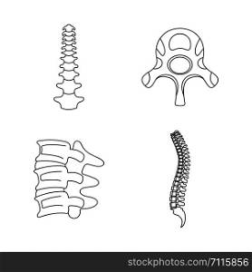Spine orthopedic vertebra icons set. Outline illustration of 4 spine orthopedic vertebra vector icons for web. Spine orthopedic vertebra icons set, outline style