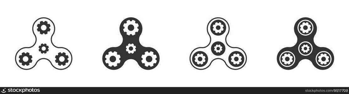 Spinner with gear icon. Cog on a spinner. Fidget spinner icon. Vector illustration.