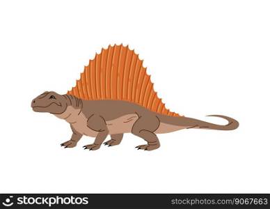 Spinosaurus isolated spine lizard, cartoon dinosaur cute character. Vector dino with tall neural spines on back. Animal of prehistoric period, big ancient lizard. Cartoon Spinosaurus therapod dinosaur, spines back