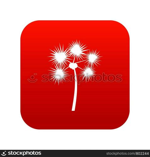 Spiny tropical palm tree icon digital red for any design isolated on white vector illustration. Spiny tropical palm tree icon digital red