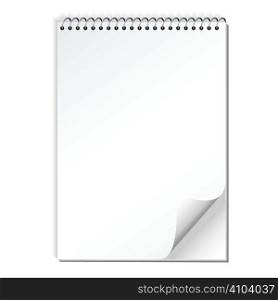 Spiral bound illustrated note pad with realistic shadow and page curl
