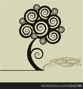 Spiral coil tree, vector illustration