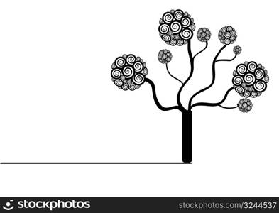 Spiral coil tree with copy space, vector