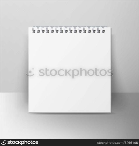 Spiral Empty Notepad Blank Mockup. Template For Advertising Branding, Corporate Identity. 3D Realistic Notebook Mockup. Blank Notebook With Clean Cover. Notebook With Coil Spiral. Vector Spiral Notepad. Clean Mock Up For Your Design. Vector illustration