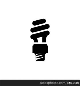 Spiral Fluorescent Eco Lightbulb. Flat Vector Icon illustration. Simple black symbol on white background. Sea Wave, Tsunami Water Waves sign design template for web and mobile UI element. Spiral Fluorescent Eco Lightbulb Flat Vector Icon