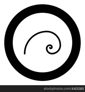 Spiral golden section Golden ratio proportion Fibonacci spiral icon in circle round black color vector illustration flat style simple image. Spiral golden section Golden ratio proportion Fibonacci spiral icon in circle round black color vector illustration flat style image