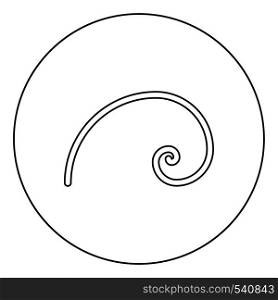 Spiral golden section Golden ratio proportion Fibonacci spiral icon in circle round outline black color vector illustration flat style simple image