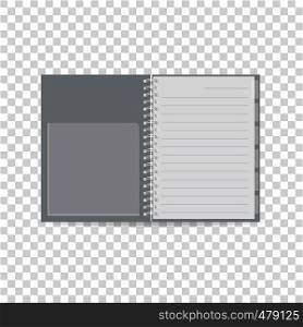 Spiral notebook icon. Realistic illustration of spiral notebook vector icon for web. Spiral notebook icon, realistic style