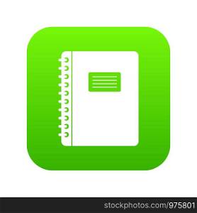 Spiral notepad icon digital green for any design isolated on white vector illustration. Spiral notepad icon digital green