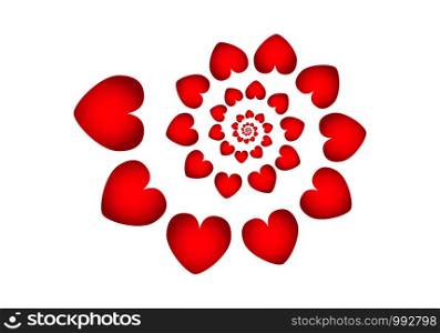 Spiral pattern made of hearts. Vector illustration