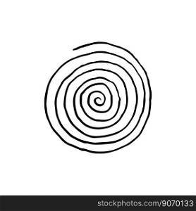 Spiral round abstract botanical texture. Hand-drawn texture in a circle. Vector
