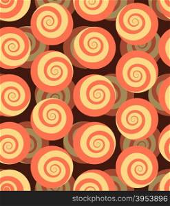 Spiral seamless pattern. 3d background of snails. Hypnotic spinning circle ornament. Retro fabric texture.&#xA;