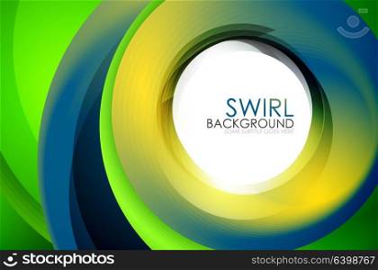 Spiral swirl flowing lines 3d effect abstract background. Spiral swirl flowing lines 3d effect abstract background, vector digital business or techno motion template