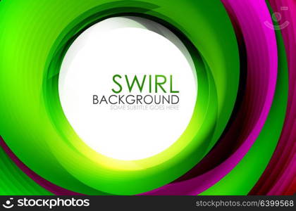 Spiral swirl flowing lines 3d effect abstract background. Spiral swirl flowing lines 3d effect abstract background, vector digital business or techno motion template