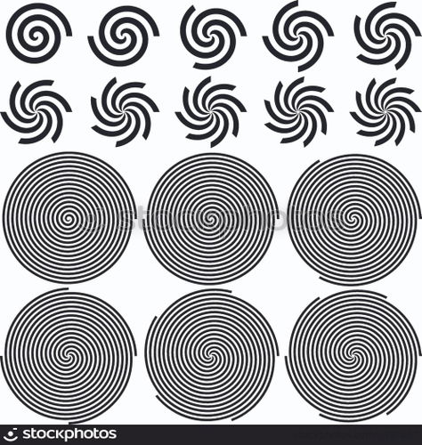 Spirals Pattern Set. Vector Illustration