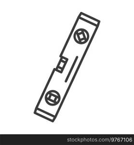 Spirit level with bubble isolated building tool outline icon. Vector stonemasons or bricklayers work tool. Instrument used by carpenters. Building construction professional ruler, measuring tool. Bubble or spirit level tool isolated outline icon