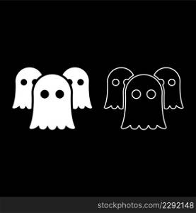 Spirits Ghosts set icon white color vector illustration image simple solid fill outline contour line thin flat style. Spirits Ghosts set icon white color vector illustration image solid fill outline contour line thin flat style