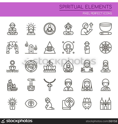 Spiritual Elements , Thin Line and Pixel Perfect Icons