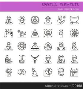 Spiritual Elements , Thin Line and Pixel Perfect Icons